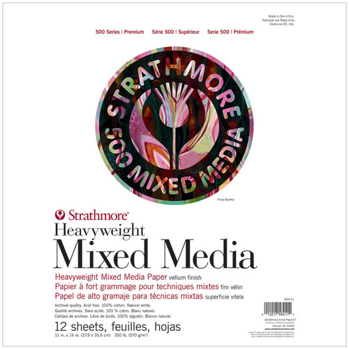 Strathmore 500 Series Mixed Media Pad, 12 Sheet, 11X14 Inch, 1 Count STTP584111