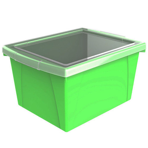 Storex 4 Gallon Storage Bin With Lid, Green STX61408U06C