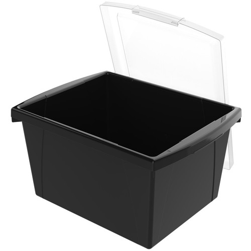 Storex 4 Gallon Storage Bin With Lid, Black STX61427U06C