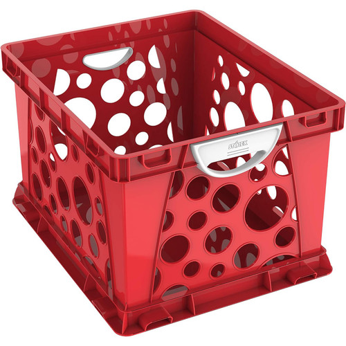 Storex Premium File Crate With Handles, Classroom Red STX61456U03C
