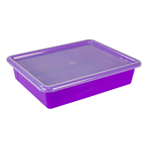 Storex Flat Storage Tray With Lid, Purple STX62540U05C