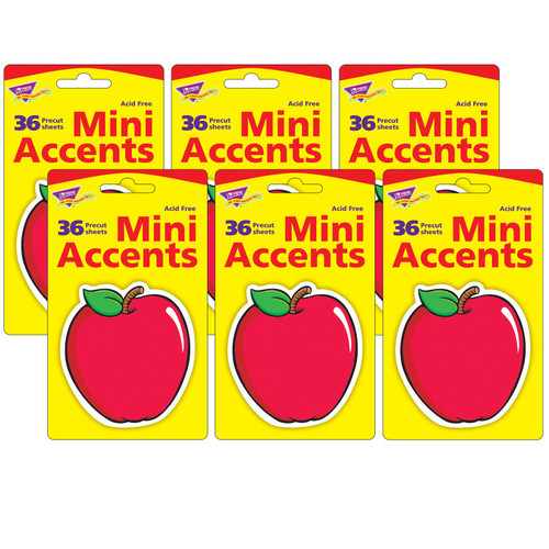 Trend Apple Mini Accents, 36 Per Pack, 6 Packs T-10501-6