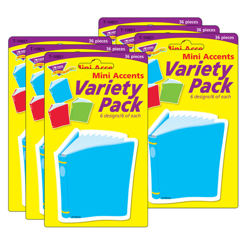 Trend Bright Books Mini Accents Variety Pack, 36 Per Pack, 6 Packs T-10821-6