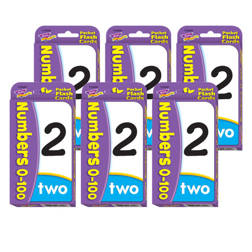 Trend Numbers 0-100 Pocket Flash Cards, 6 Packs T-23040-6