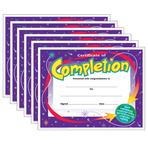 Trend Certificate Of Completion Colorful Classics Certificates, 30 Per Pack, 6 Packs T-2963-6