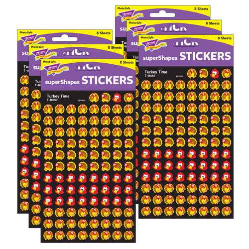 Trend Turkey Time Supershapes Stickers, 800 Per Pack, 6 Packs T-46067-6
