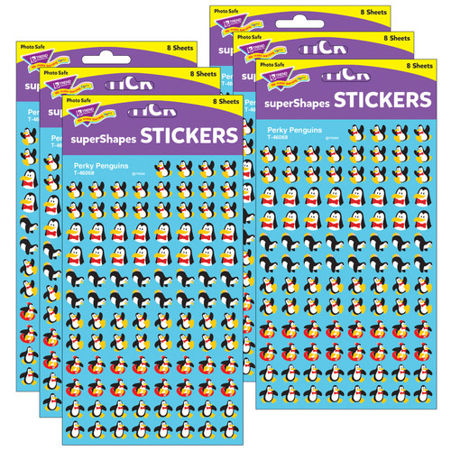Trend Perky Penguins Supershapes Stickers, 800 Per Pack, 6 Packs T-46068-6