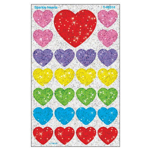 Trend Sparkle Hearts Supershapes Stickers-Sparkle, 100 Ct T-46314