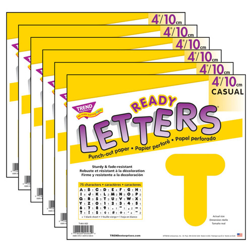 Trend Yellow 4" Casual Uppercase Ready Letters, 6 Packs T-464-6