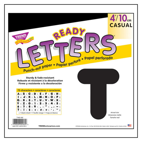 Trend Black 4" Casual Uppercase Ready Letters T-465