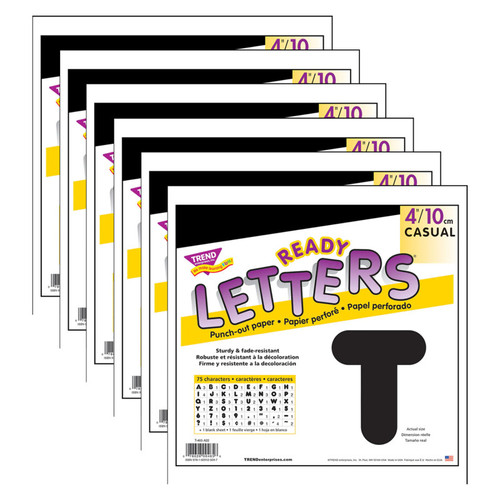 Trend Black 4" Casual Uppercase Ready Letters, 6 Packs T-465-6