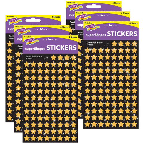 Trend Gold Foil Stars Supershapes Stickers, 400 Per Pack, 6 Packs T-46602-6