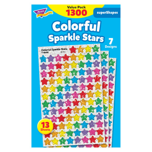 Trend Colorful Sparkle Stars Supershapes Value Pack, 1300 Ct T-46910