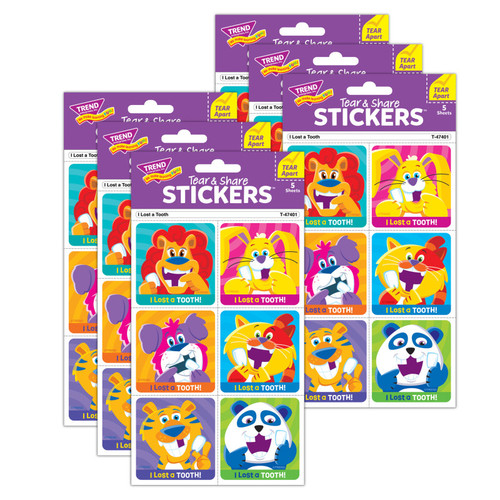 Trend I Lost A Tooth Tear & Share Stickers, 30 Per Pack, 6 Packs T-47401-6