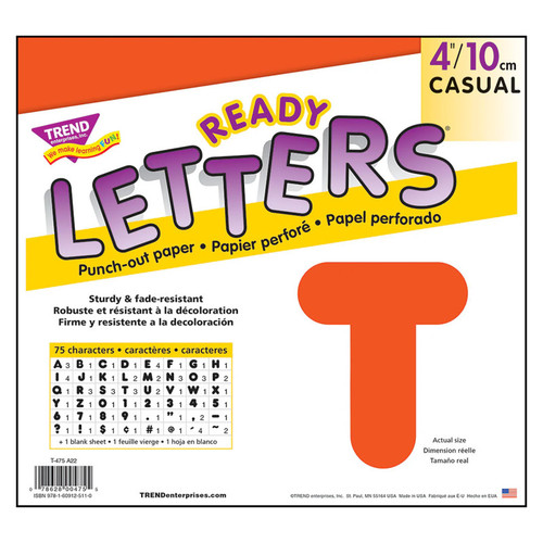 Trend Orange 4" Casual Uppercase Ready Letters T-475