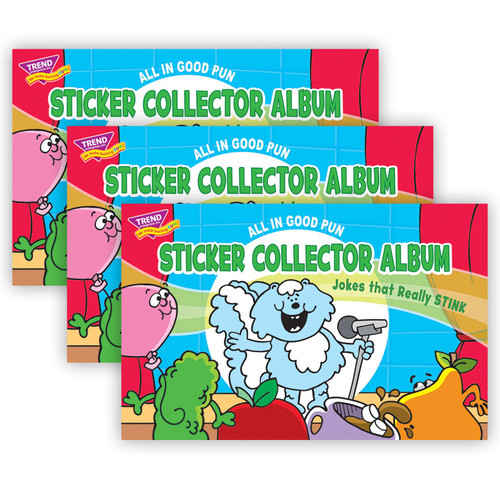 Trend All In Good Pun Sticker Collector Album, 16 Pages, 8.5" X 5.5", Pack Of 3 T-49201-3