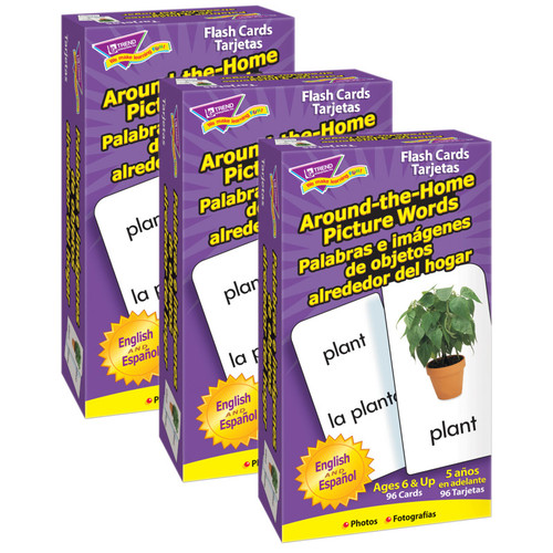 Trend Around-The-Home/Palabras (En/Sp) Skill Drill Flash Cards, 3 Packs T-53015-3