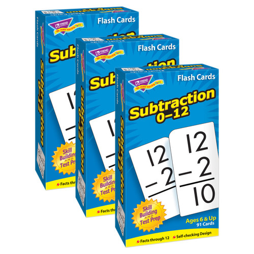 Trend Subtraction 0-12 Skill Drill Flash Cards, Pack Of 3 T-53103-3