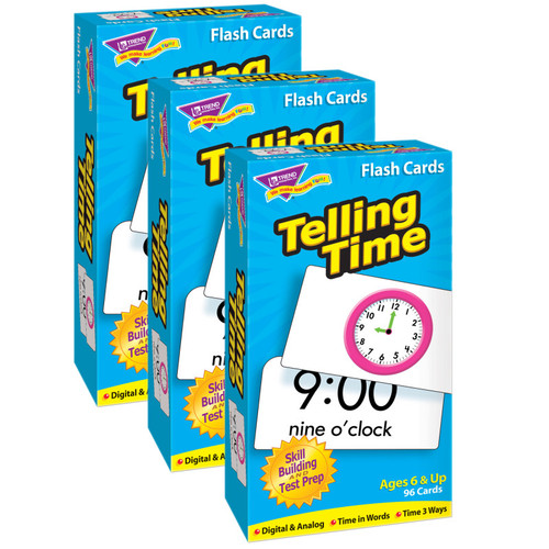 Trend Telling Time Skill Drill Flash Cards, 3 Packs T-53108-3