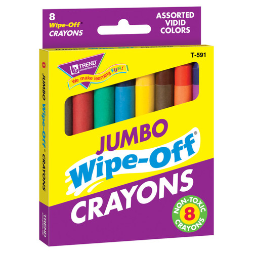 Trend 8-Pack Jumbo Assorted Wipe-Off Crayons T-591