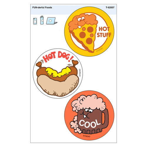 Trend Fun-Derful Foods Vinyl Stickers, Pack Of 3 T-62007