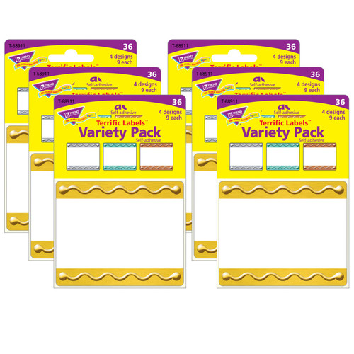 Trend I ? Metal Embossed Terrific Labels Variety Pack, 36 Per Pack, 6 Packs T-68911-6