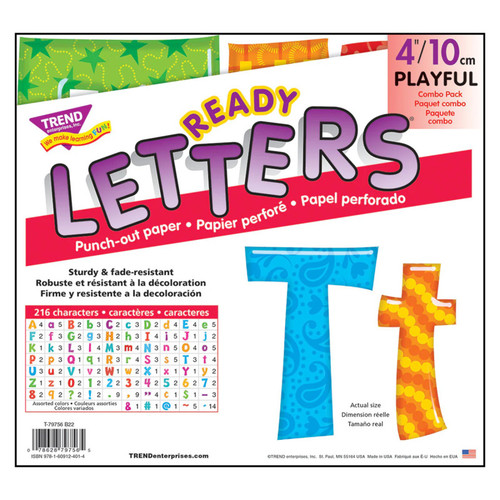 Trend Colorful Patterns 4-Inch Playful Uppercase/Lowercase Combo Pack (En/Sp) Ready Letters T-79756