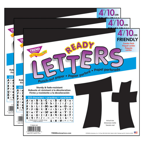 Trend Black 4" Friendly Combo Ready Letters, 3 Packs T-79802-3