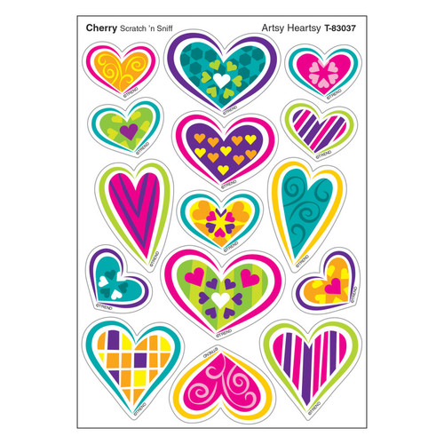 Trend Artsy Heartsy/Cherry Mixed Shapes Stinky Stickers, 60 Count T-83037