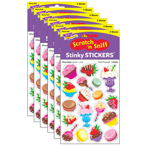 Trend Treat Yourself/Chocolate Mixed Shapes Stinky Stickers, 72 Per Pack, 6 Packs T-83038-6