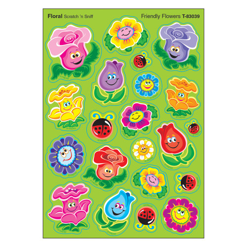 Trend Friendly Flowers/Floral Mixed Shapes Stinky Stickers, 84 Count T-83039
