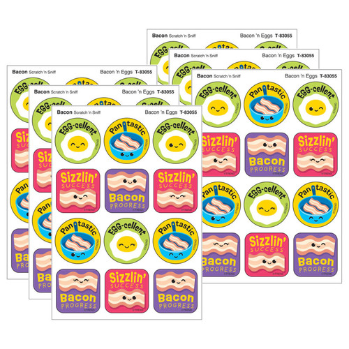 Trend Bacon 'N Eggs, Bacon Scent Scratch 'N Sniff Stinky Stickers, 48 Per Pack, 6 Packs T-83055-6