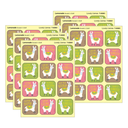 Trend Lovely Llamas, Lemonade Scent Scratch 'N Sniff Stinky Stickers, 48 Per Pack, 6 Packs T-83061-6