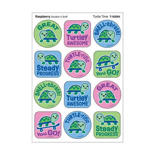 Trend Turtle Time, Raspberry Scent Scratch 'N Sniff Stinky Stickers, Pack Of 48 T-83064