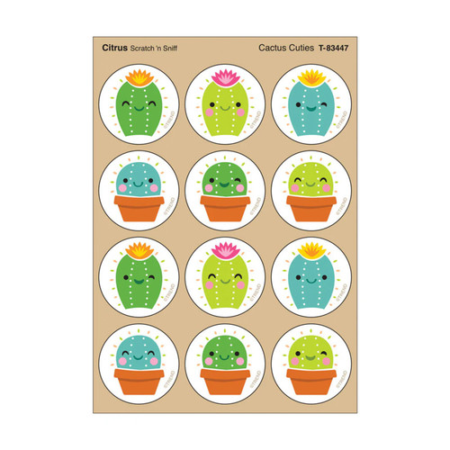 Trend Cactus Cuties, Citrus Scent Scratch 'N Sniff Stinky Stickers, Pack Of 48 T-83447