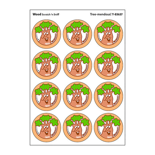 Trend Tree-Mendous!/Wood Scent Retro Scratch 'N Sniff Stinky Stickers, 24 Ct. T-83637