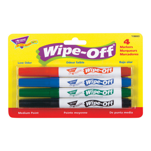 Trend 4-Pack Standard Colors Wipe-Off Markers T-98003