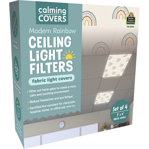 Teacher Calming Covers Ceiling Light Filters, 2' X 4', Modern Rainbow, Pack Of 4 TCR20142