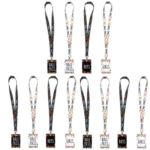 Teacher Confetti Hall Pass With Lanyard, 4 Per Pack, 3 Packs TCR20319-3