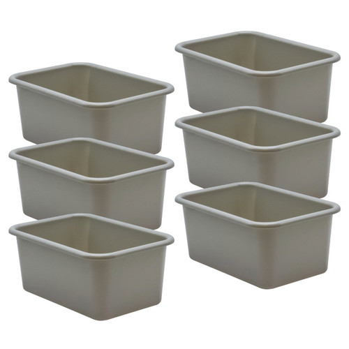 Teacher Gray Small Plastic Storage Bin, Pack Of 6 TCR20395-6