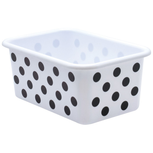 Teacher Black Polka Dots On White Small Plastic Storage Bin TCR20401