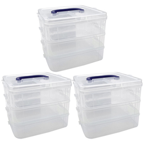 Teacher 3-Tier Clear Stackable Storage Container, Pack Of 3 TCR20449-3