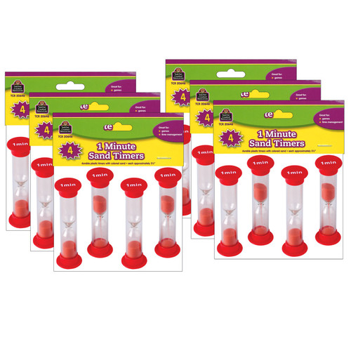 Teacher Sand Timers, Small, 1 Minute, 4 Per Pack, 6 Packs TCR20646-6