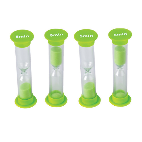 Teacher 5 Minute Sand Timers - Small, Green, Pack Of 4 TCR20662