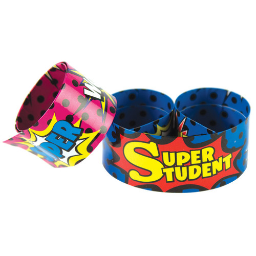 Teacher Superhero Super Student Slap Bracelets, 10/Pack TCR20664