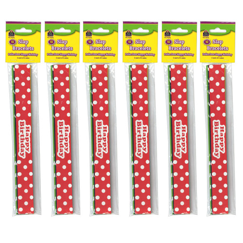 Teacher Polka Dots Happy Birthday Slap Bracelets, 10 Per Pack, 6 Packs TCR20665-6