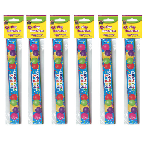 Teacher Happy Birthday Balloons Slap Bracelets, 10 Per Pack, 6 Packs TCR20666-6