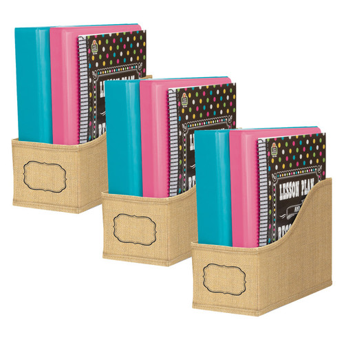 Teacher Burlap Design Book Bin, Pack Of 3 TCR20835-3