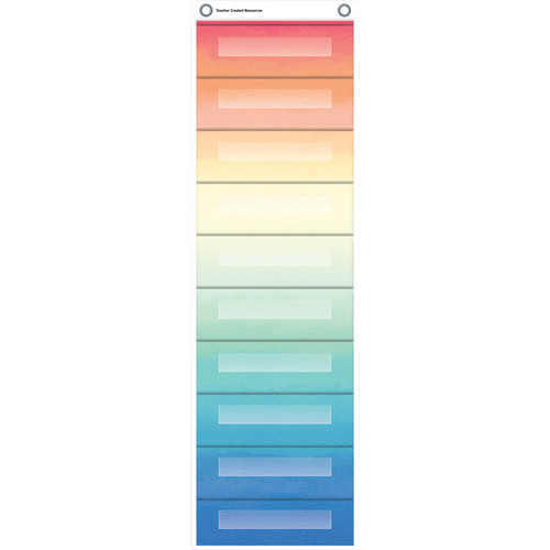 Teacher File Storage Pocket Chart, 10 Pockets, Watercolor, 14" X 58" TCR20842