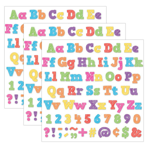 Teacher Scribble Bold Block 4" Letters Combo Pack, 230 Characters Per Pack, 3 Packs TCR2686-3